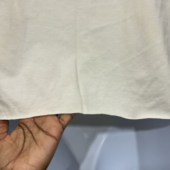 Lauren Active Ralph Lauren Crop Top Womens 1X Cream Cotton Raw Hem Pocket Logo T - Picture 9 of 13